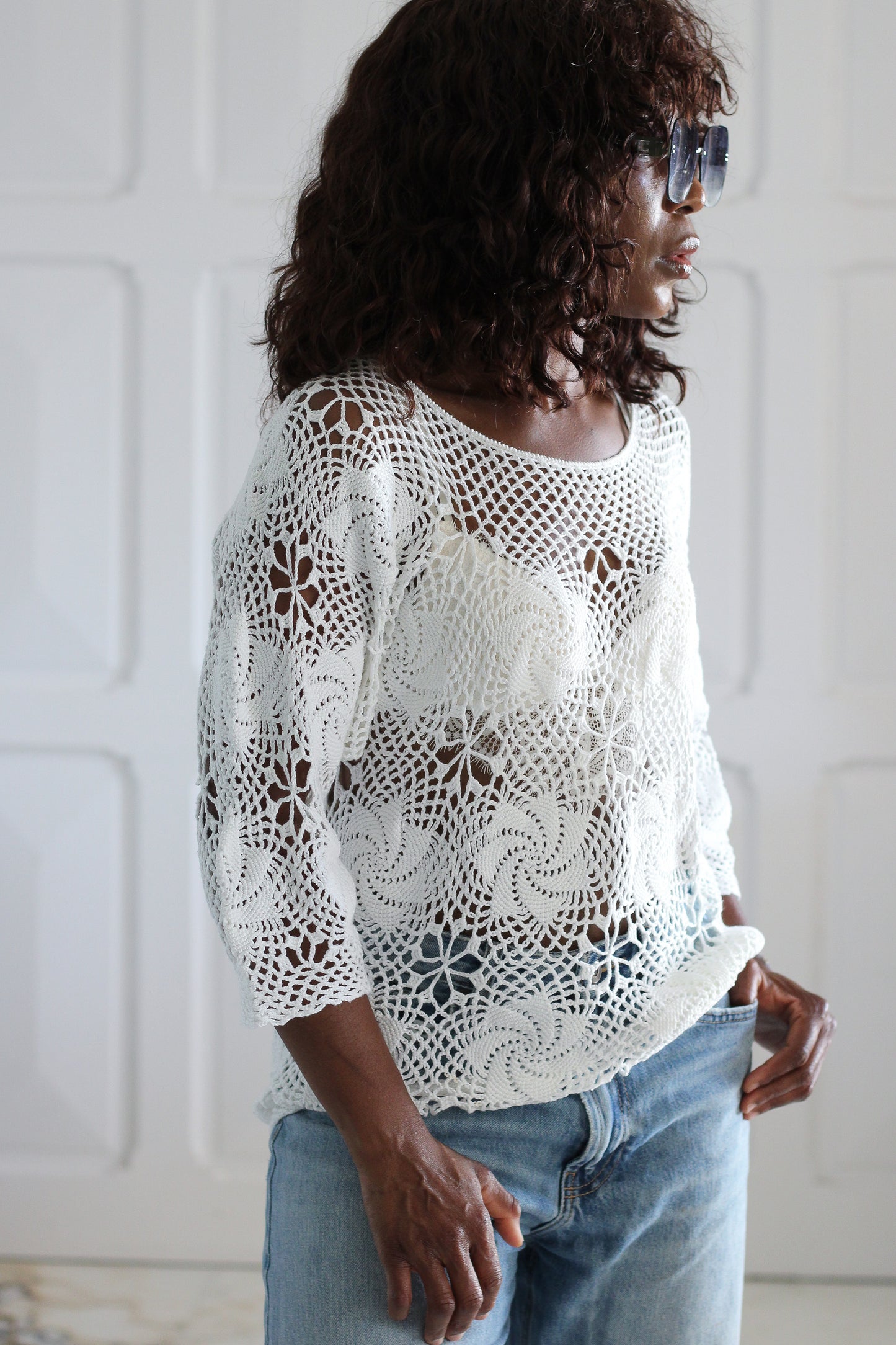Tricot top  fait main vintage 1980