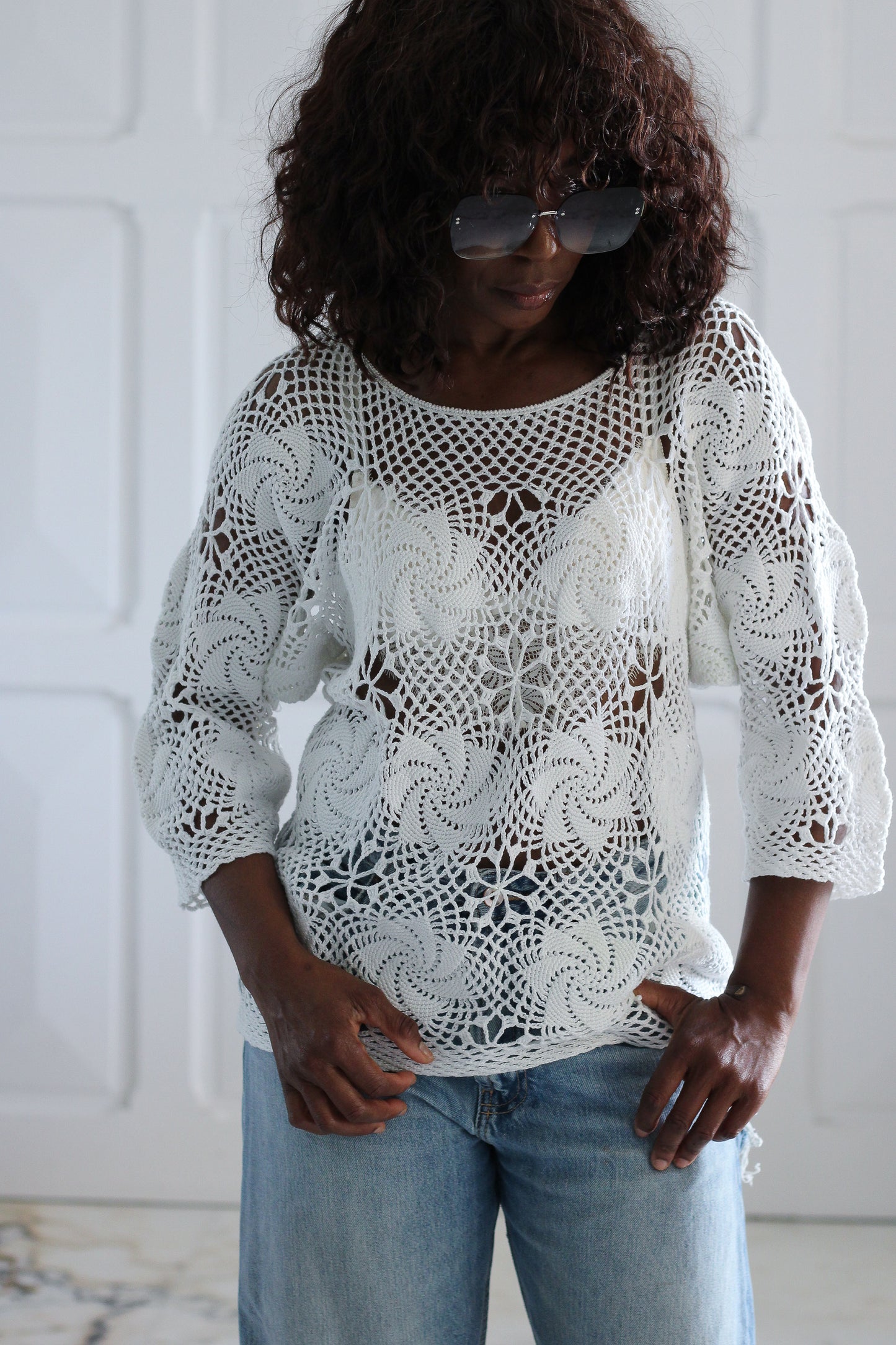 Tricot top  fait main vintage 1980