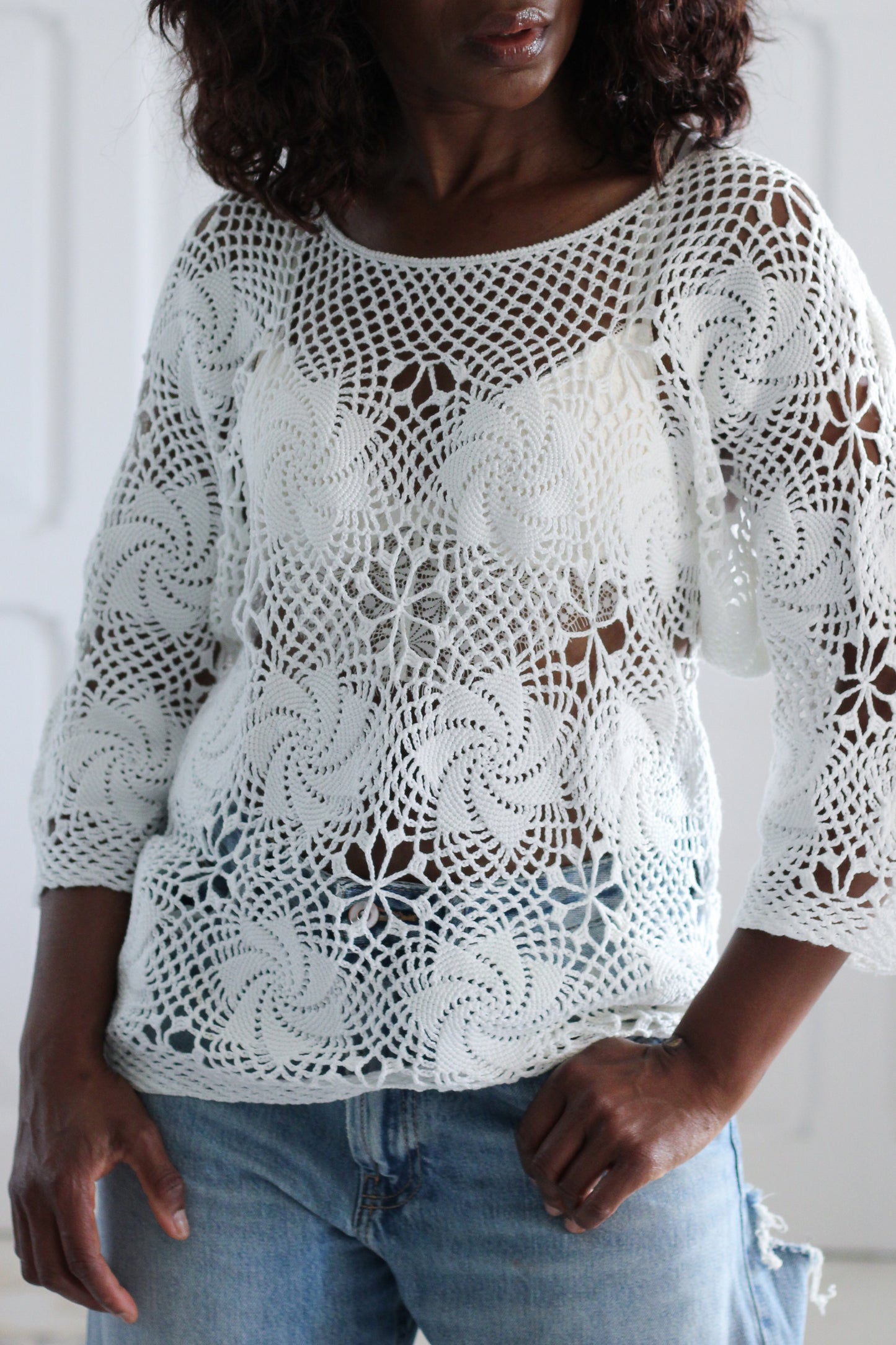 Tricot top  fait main vintage 1980