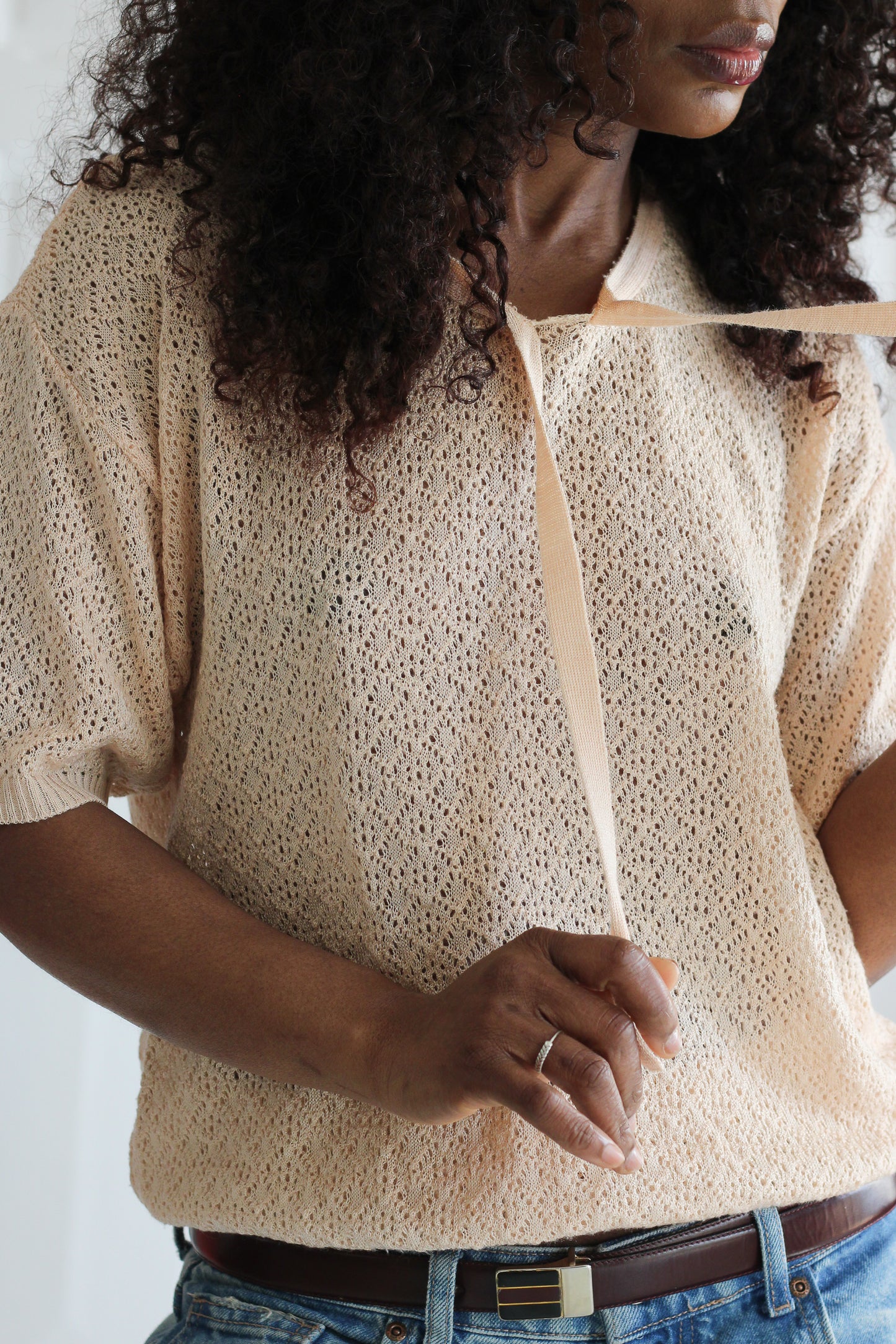 Tricot fait main abricot
