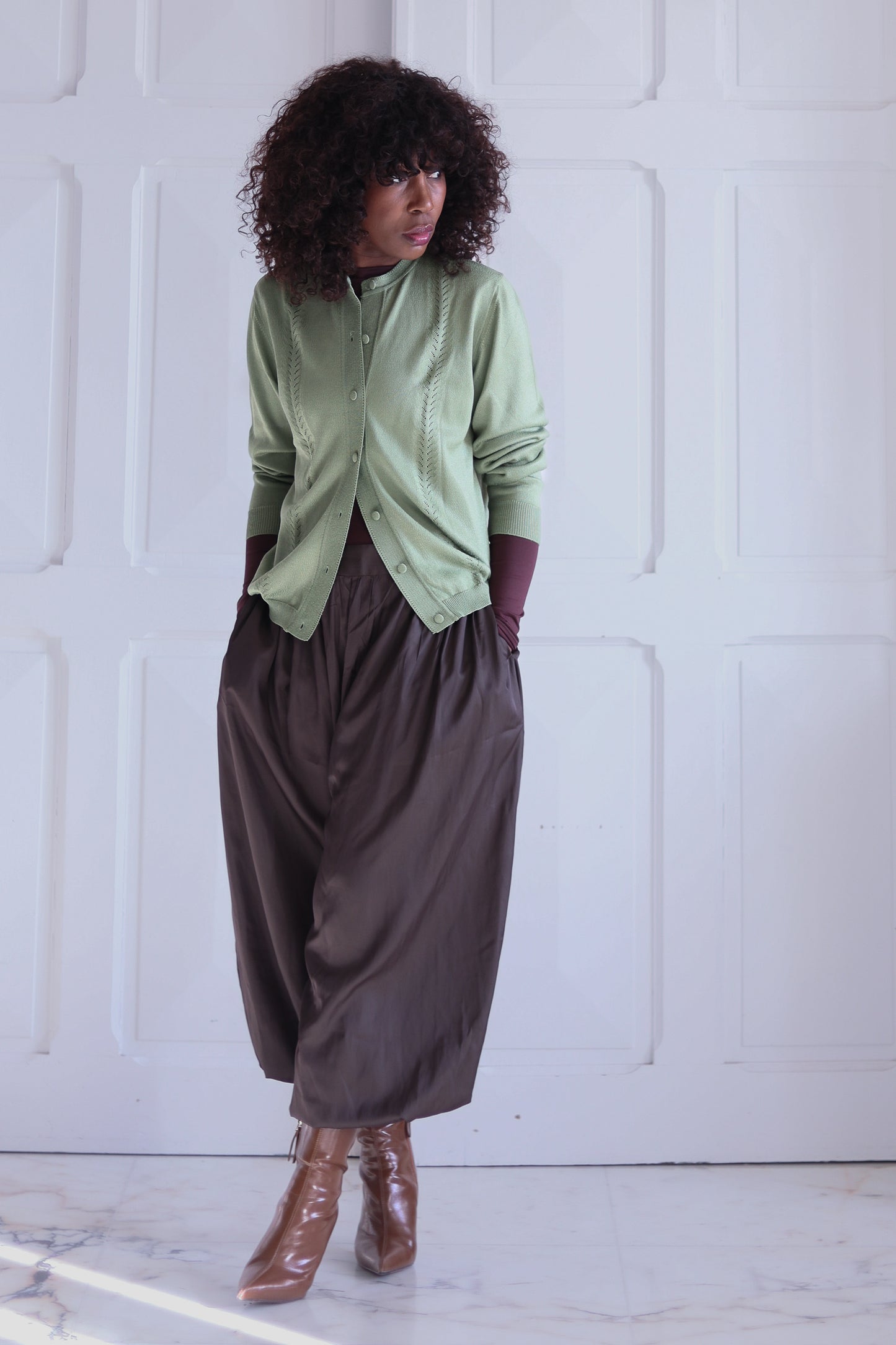 Tricot vintage vert sauge