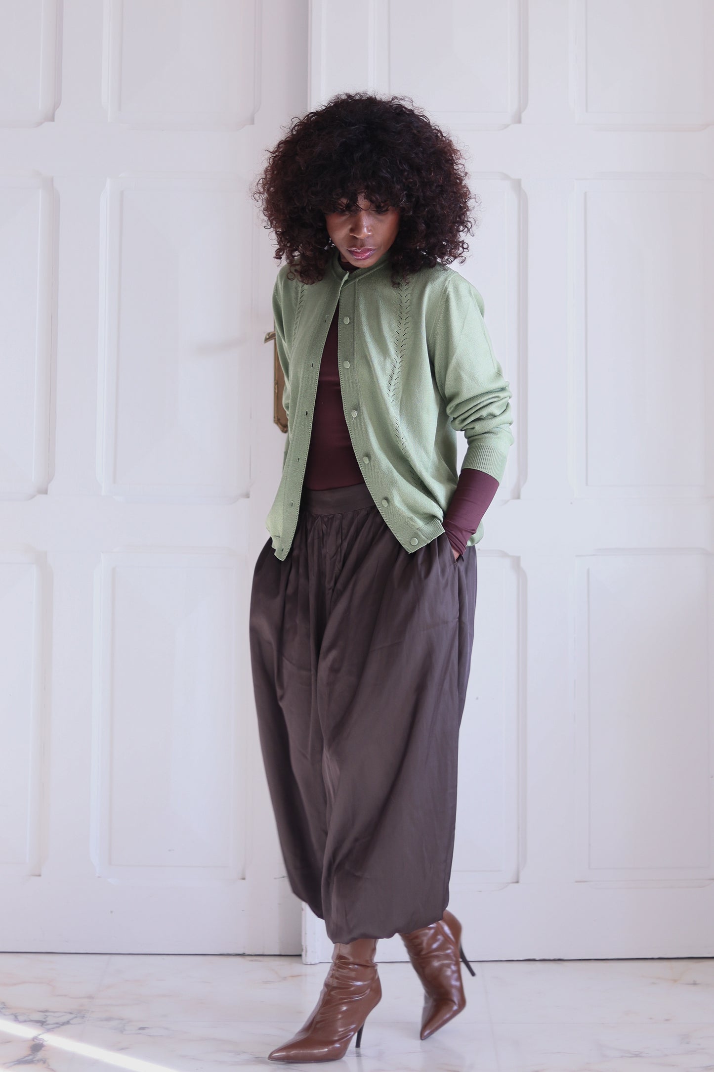 Tricot vintage vert sauge