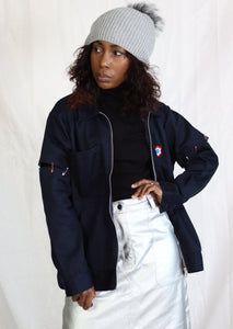 Veste bleu de travail upcyclée