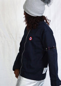 Veste bleu de travail upcyclée