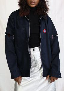 Veste bleu de travail upcyclée