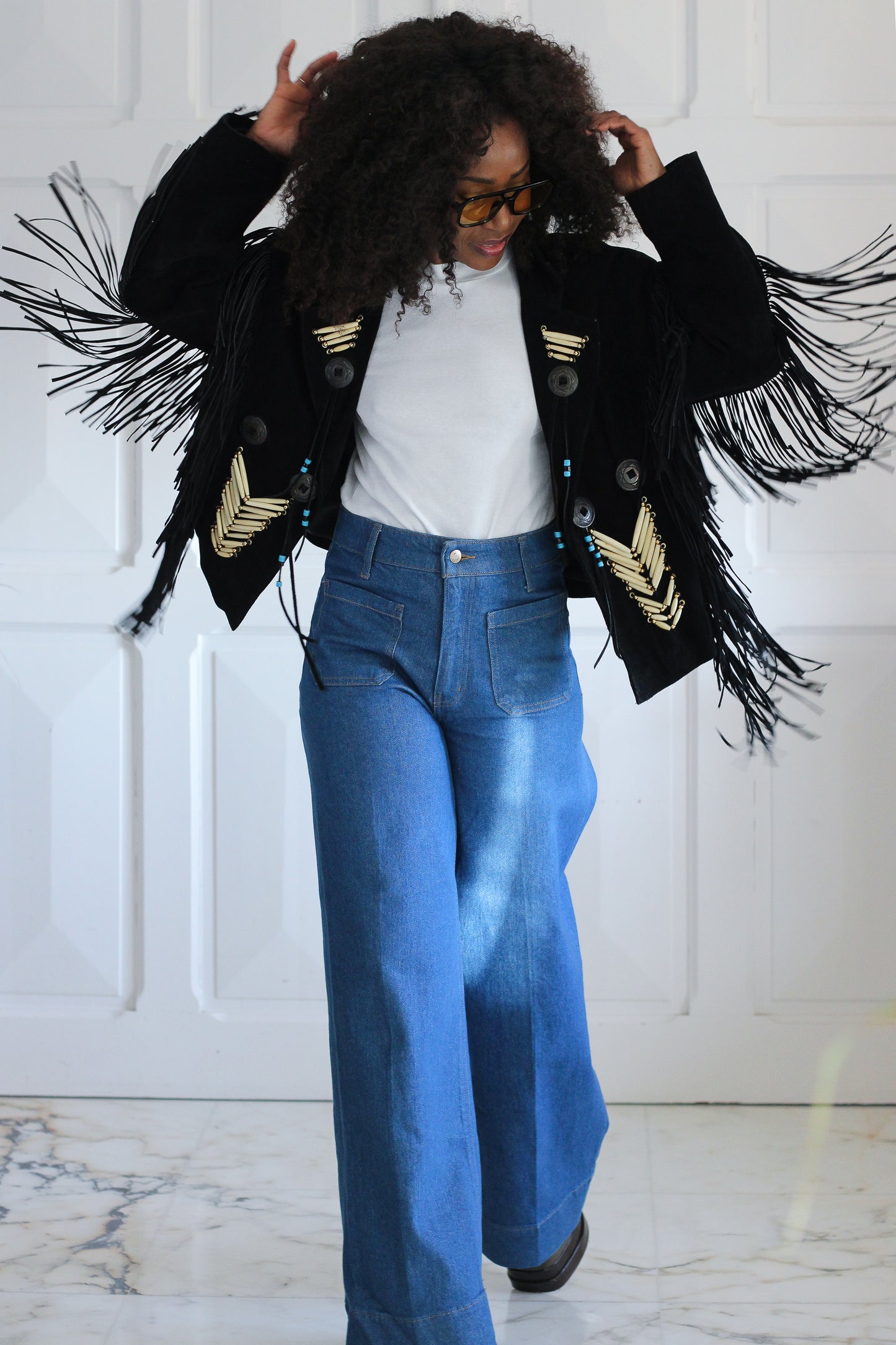 Veste à franges artisanale