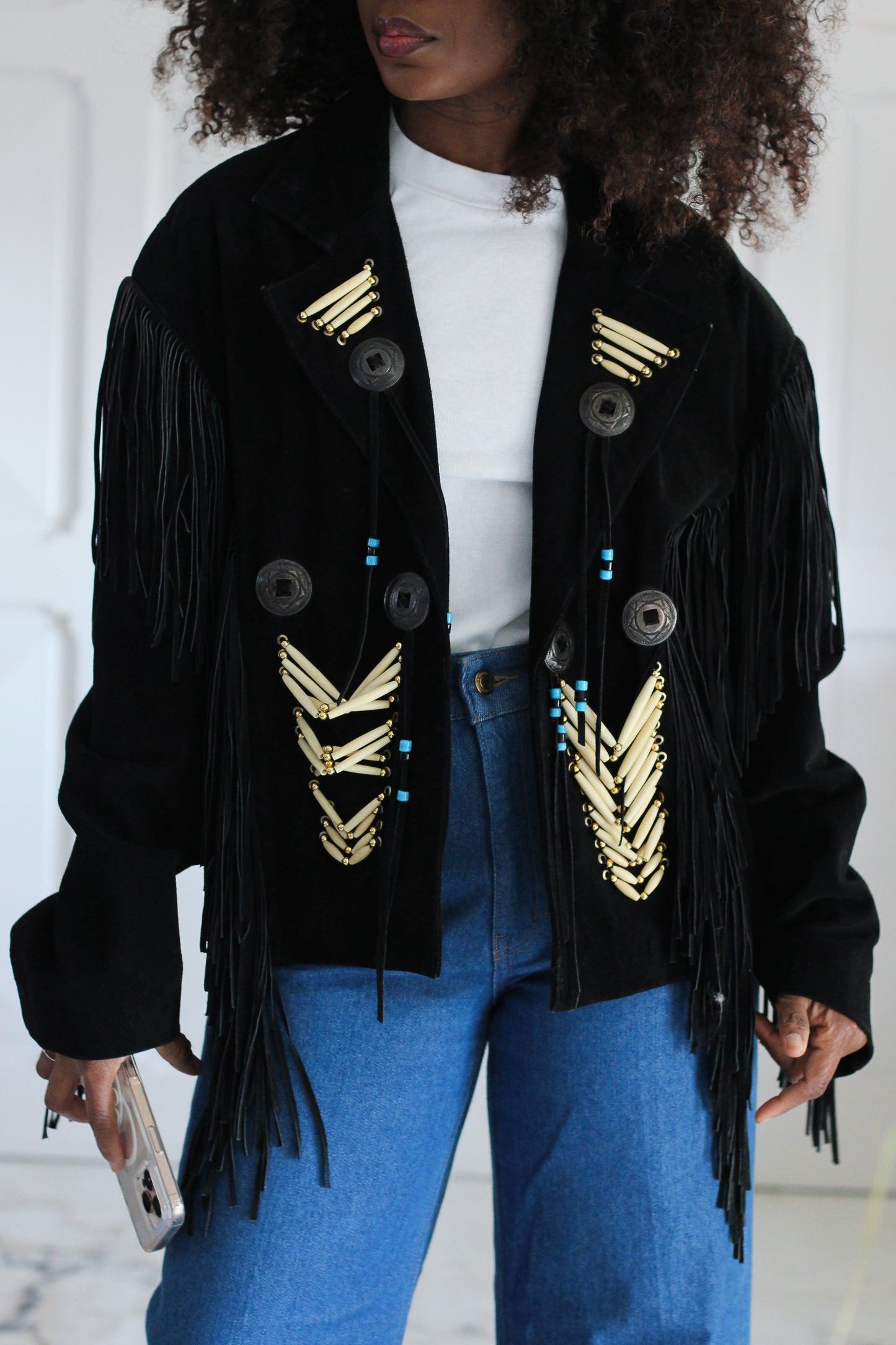 Veste à franges artisanale