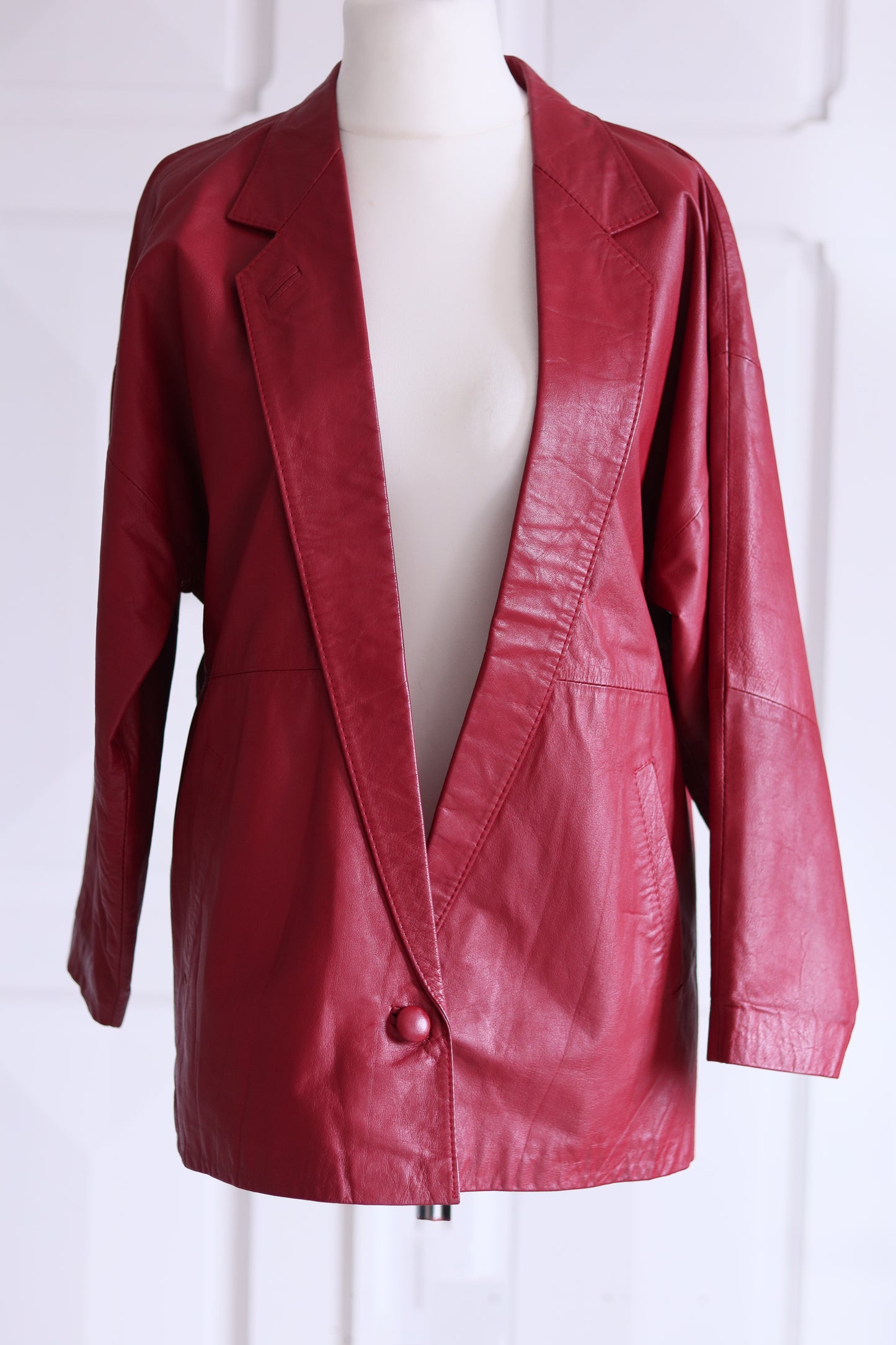 Fait main veste en cuir rouge