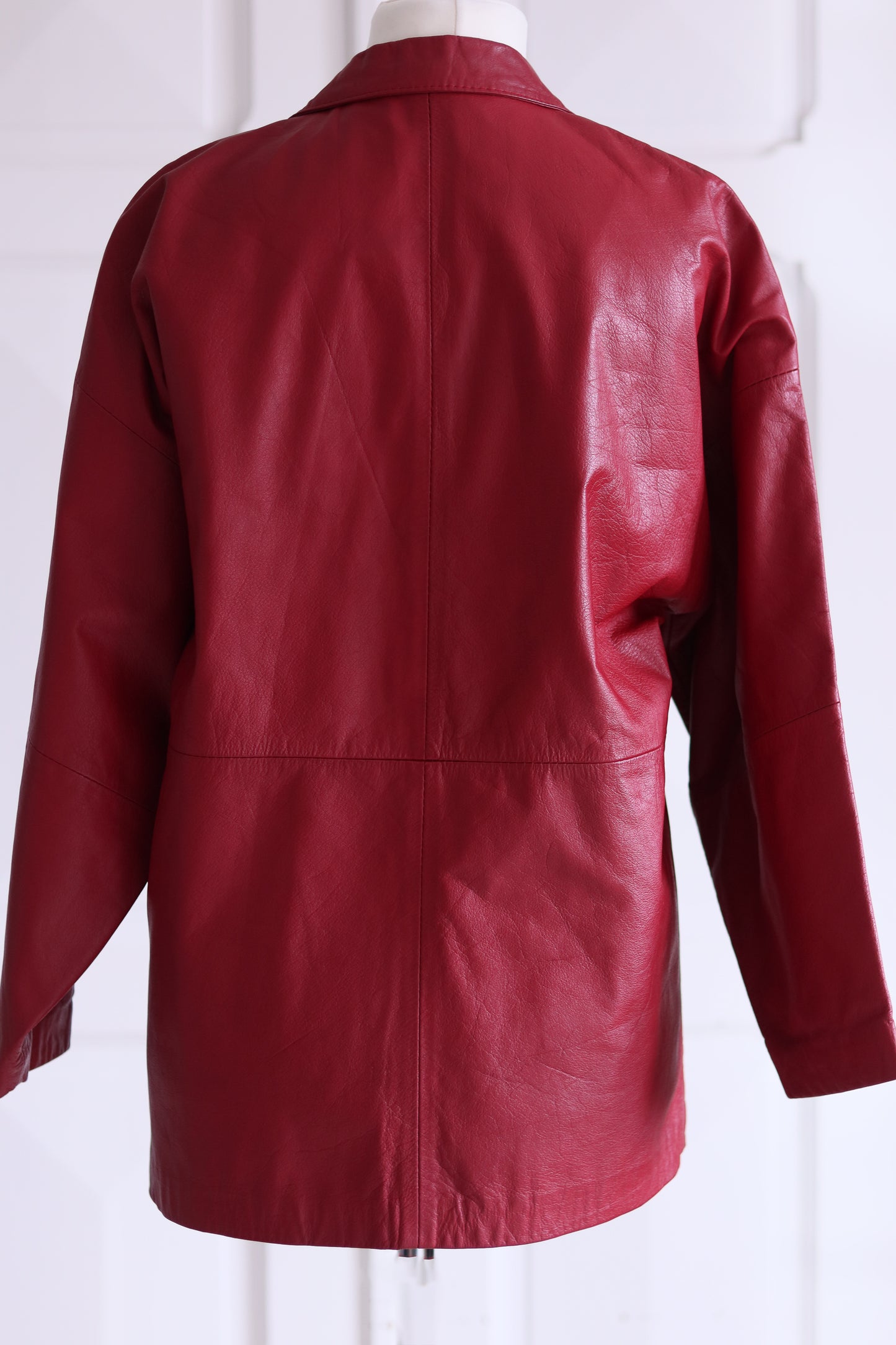 Fait main veste en cuir rouge