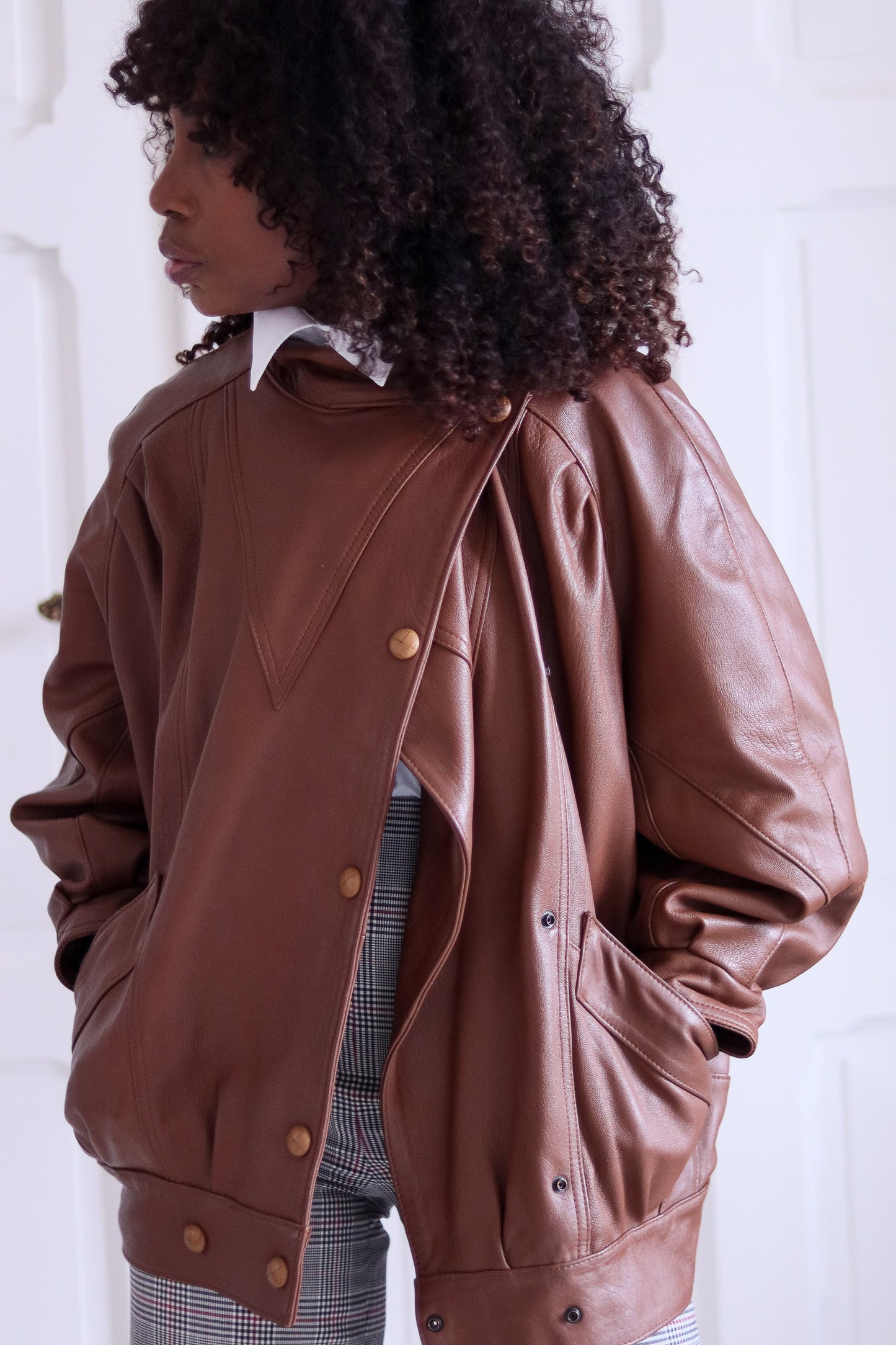 vintage veste en cuir caramel