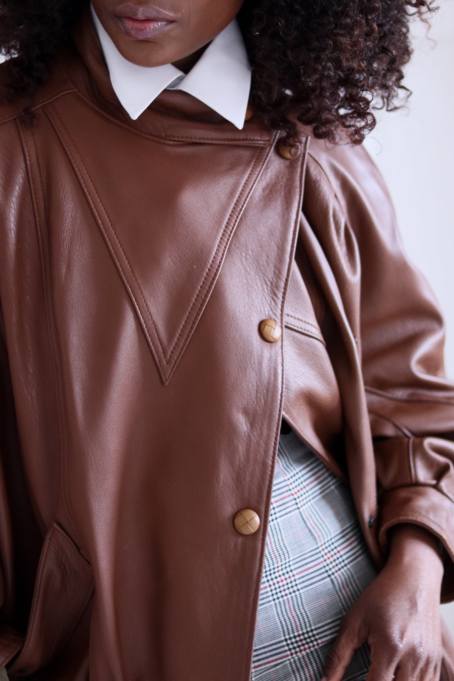 vintage veste en cuir caramel