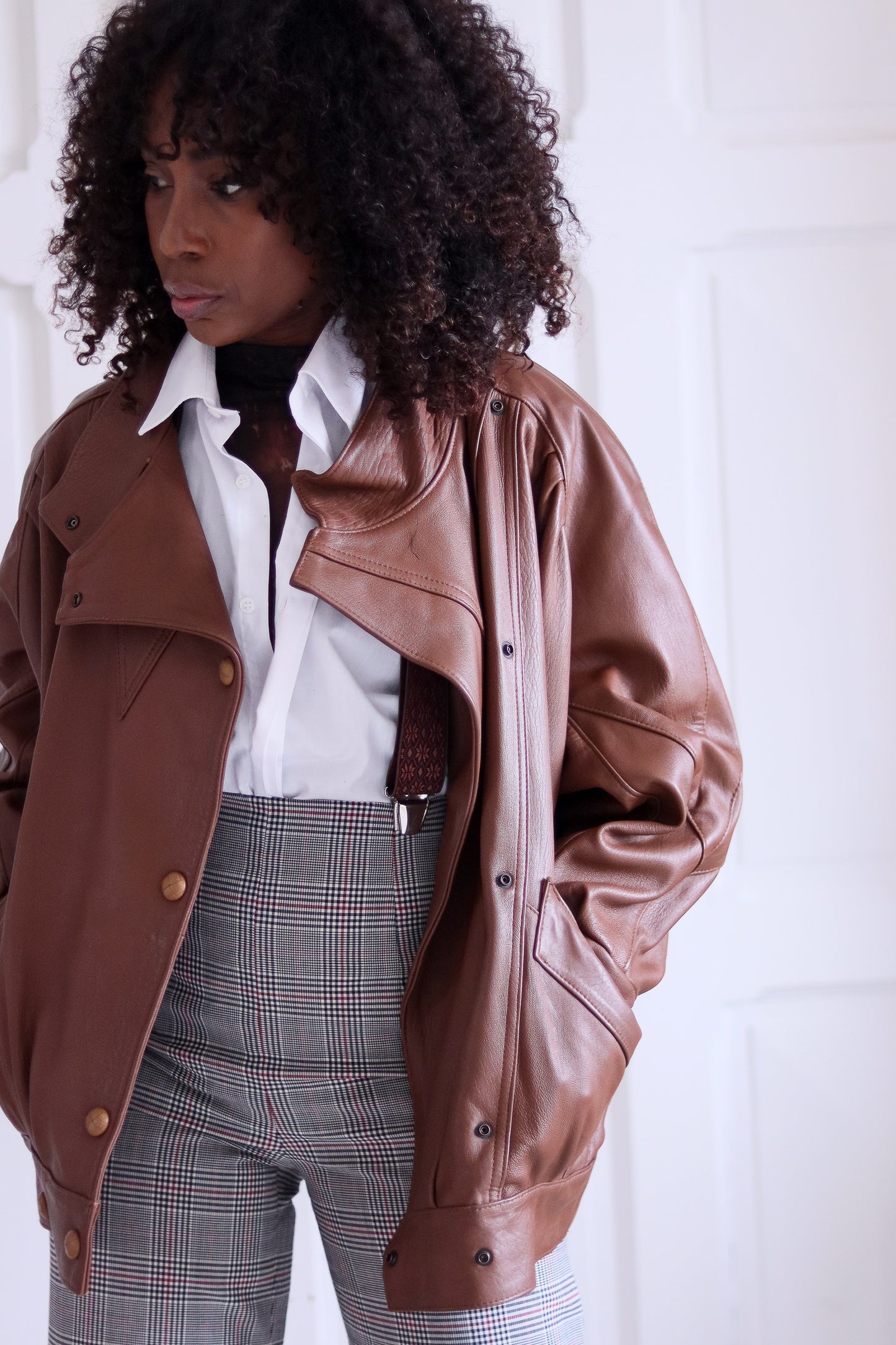 vintage veste en cuir caramel