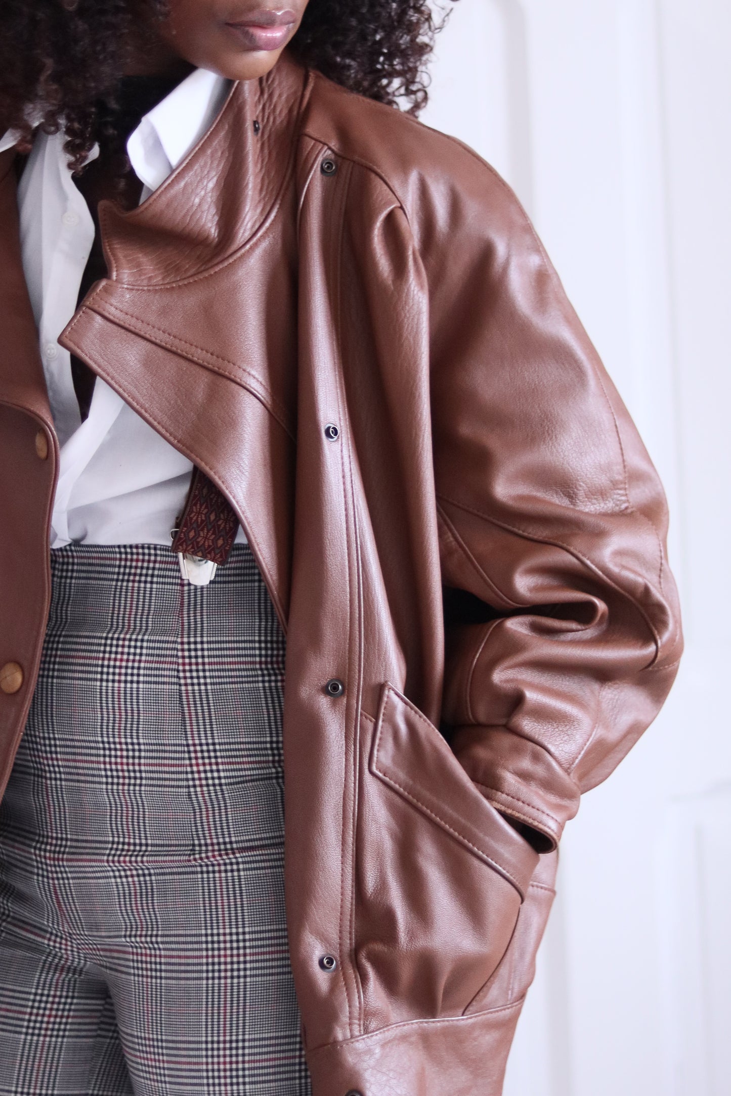 vintage veste en cuir caramel