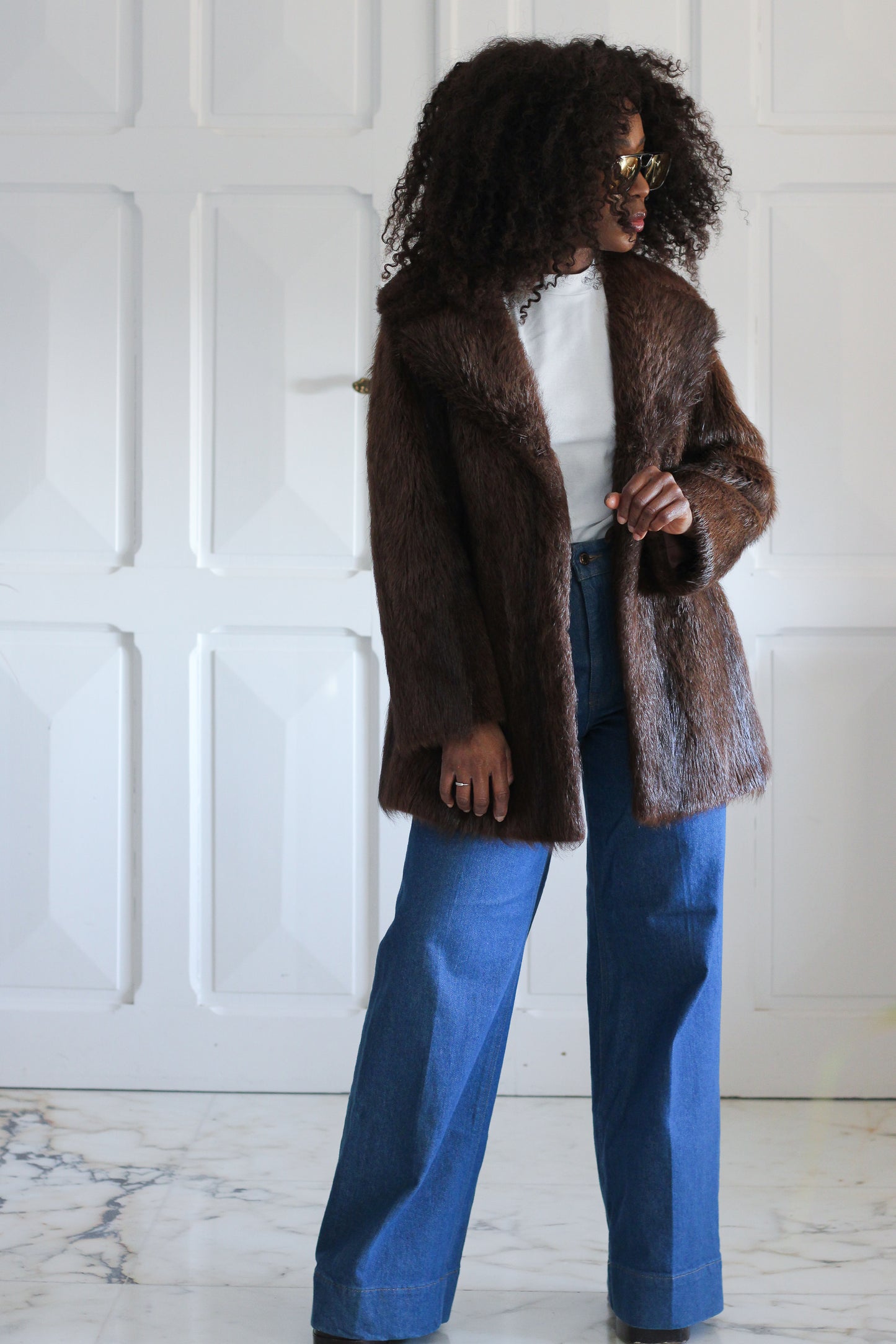 Fait main veste en poils rasés