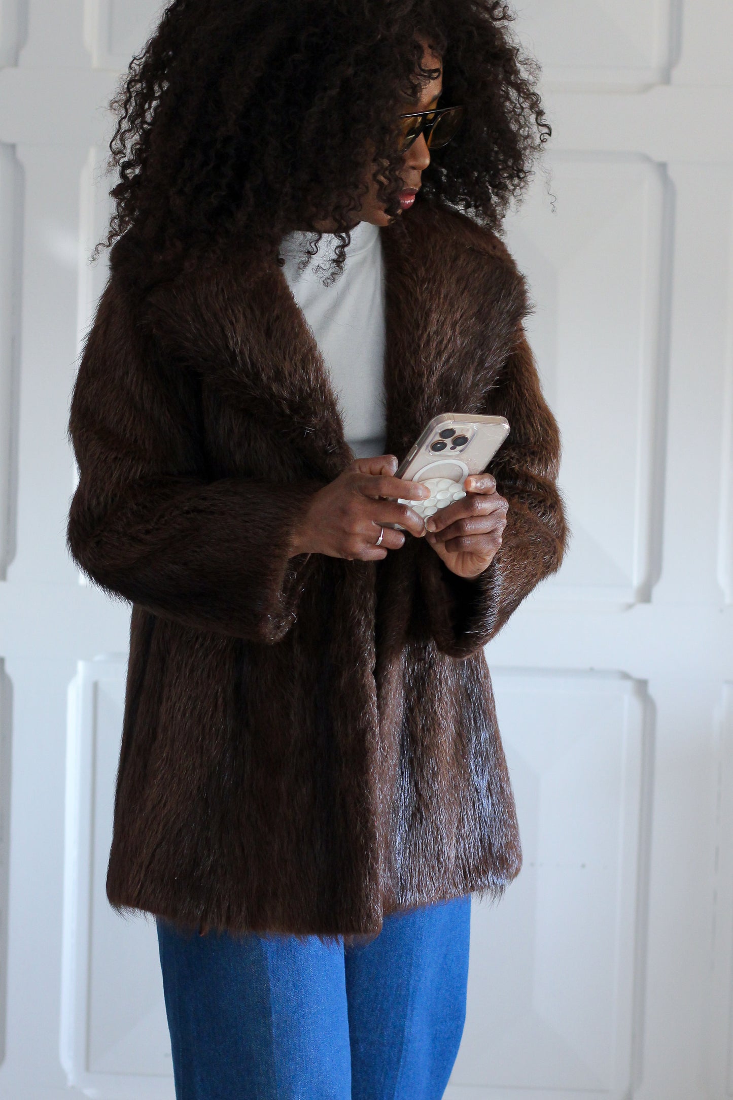 Fait main veste en poils rasés