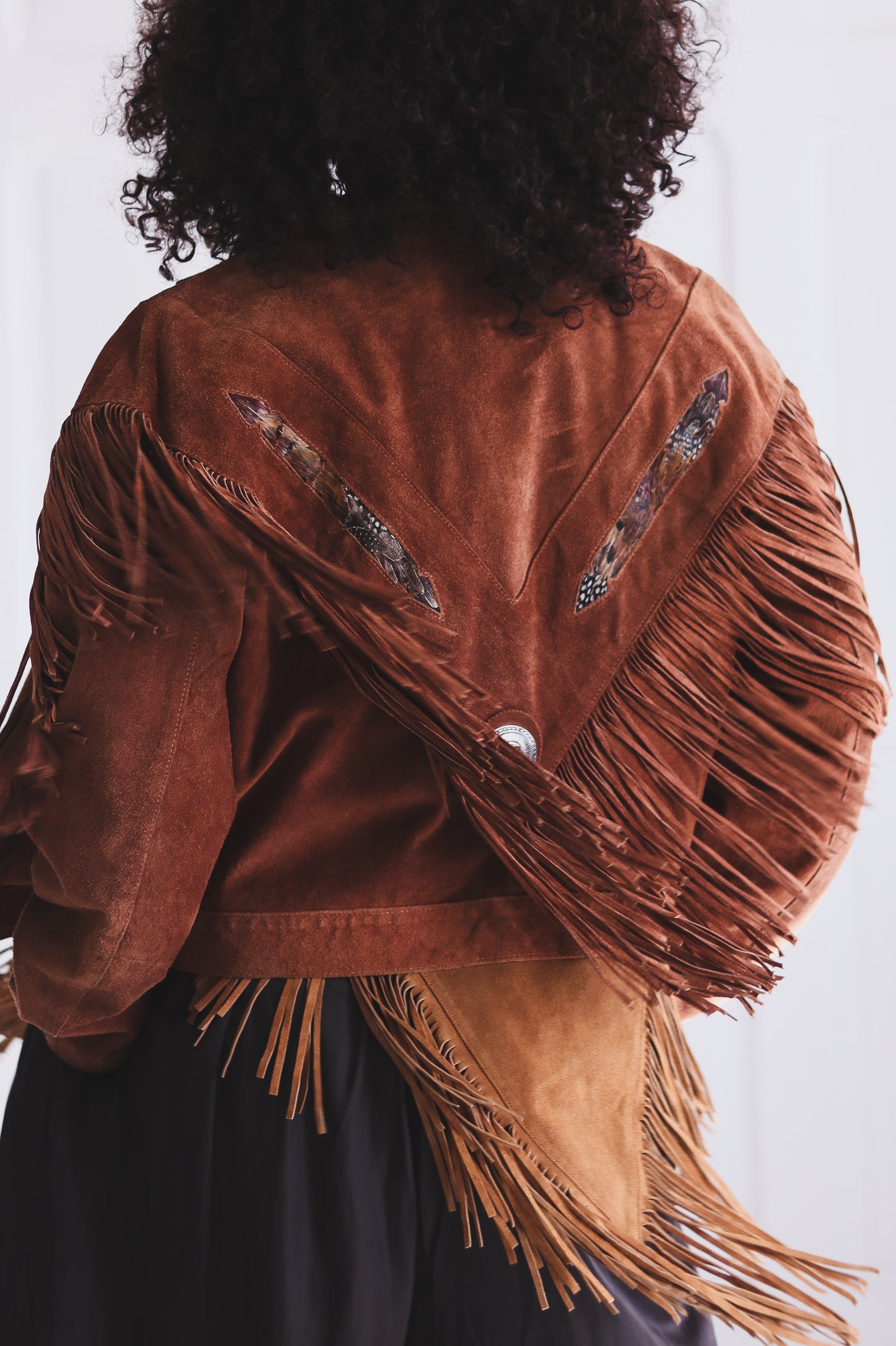 El Lobo veste à franges cuir daim