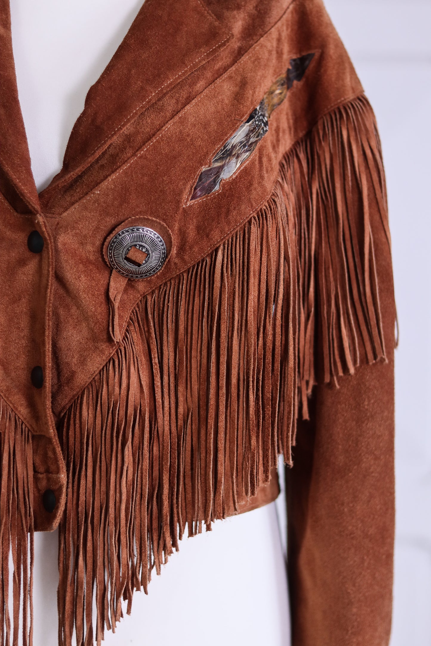 El Lobo veste à franges cuir daim