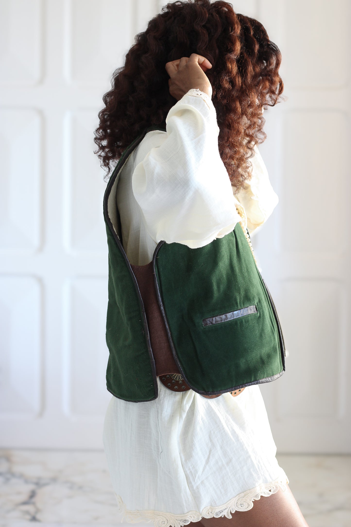 Gilet vintage sans manches vert forêt –