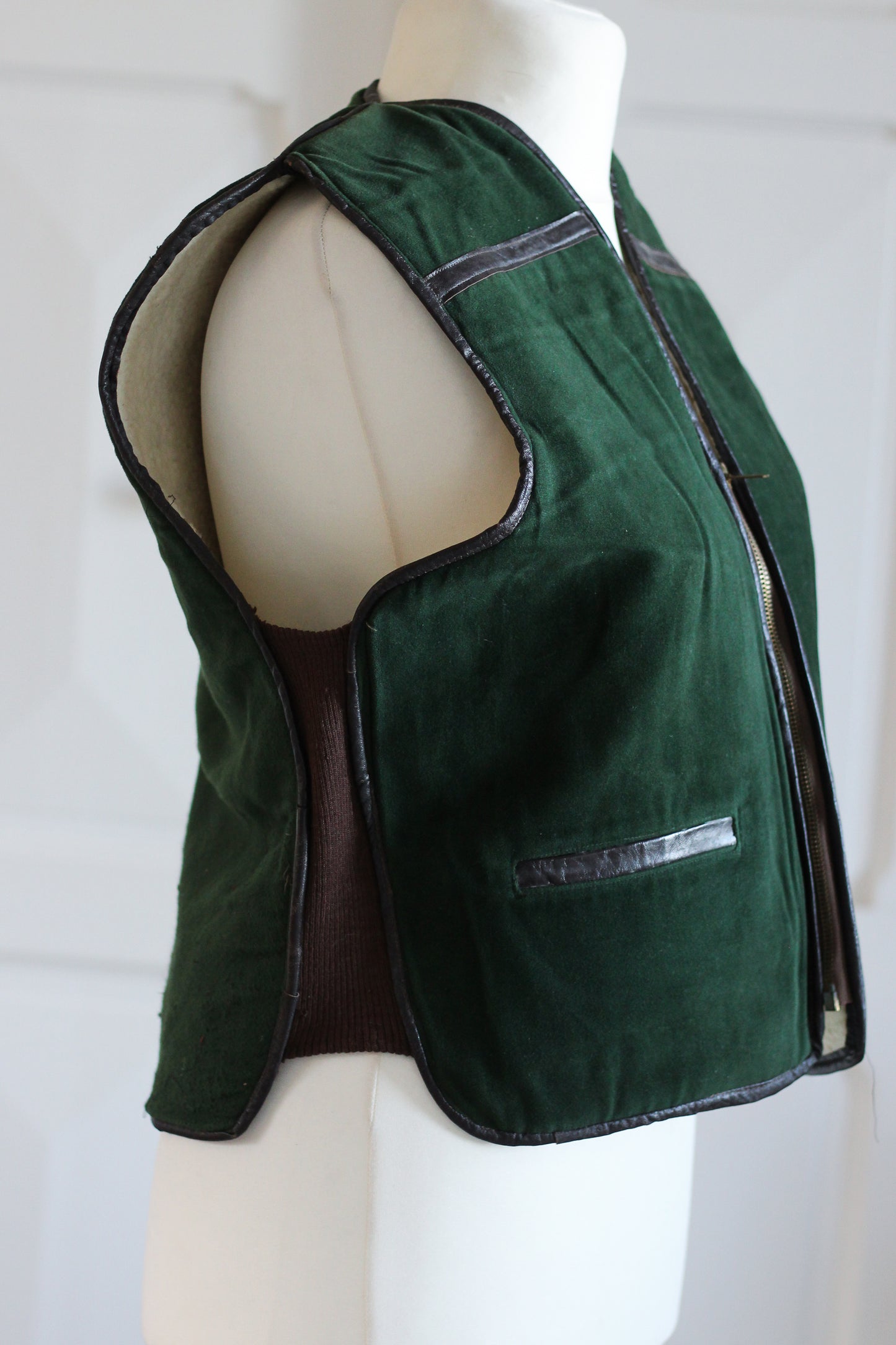 Gilet vintage sans manches vert forêt –