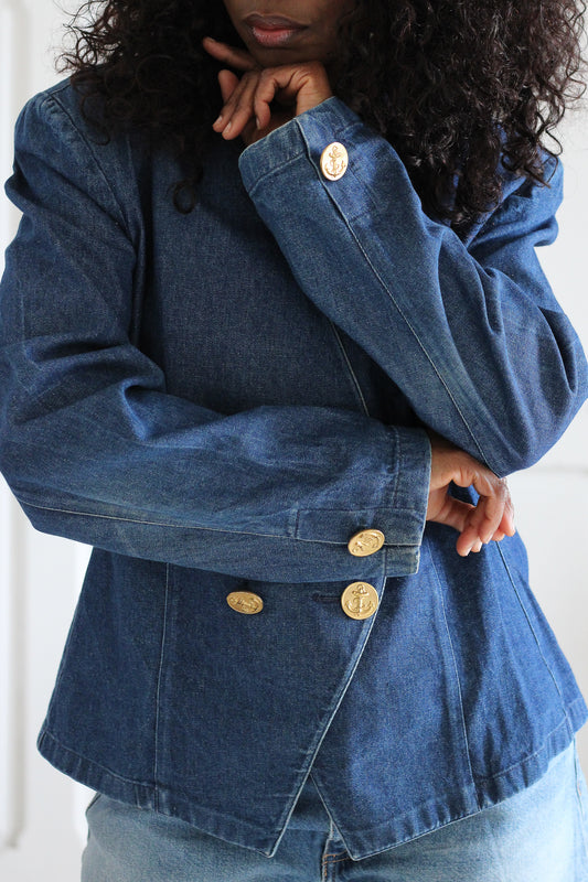 Veste jean manches gigots