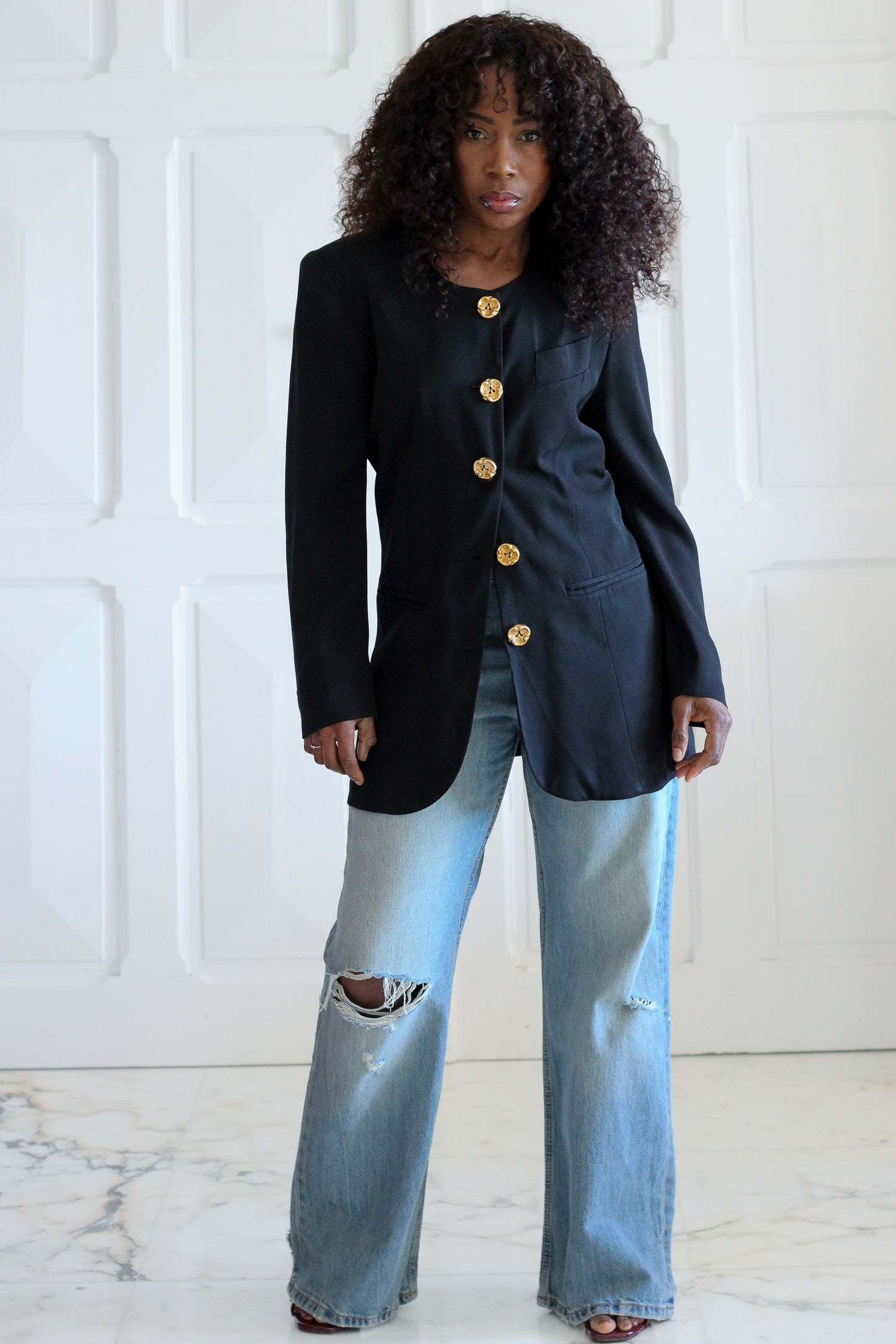 Sarah B veste vintage à boutons bijoux