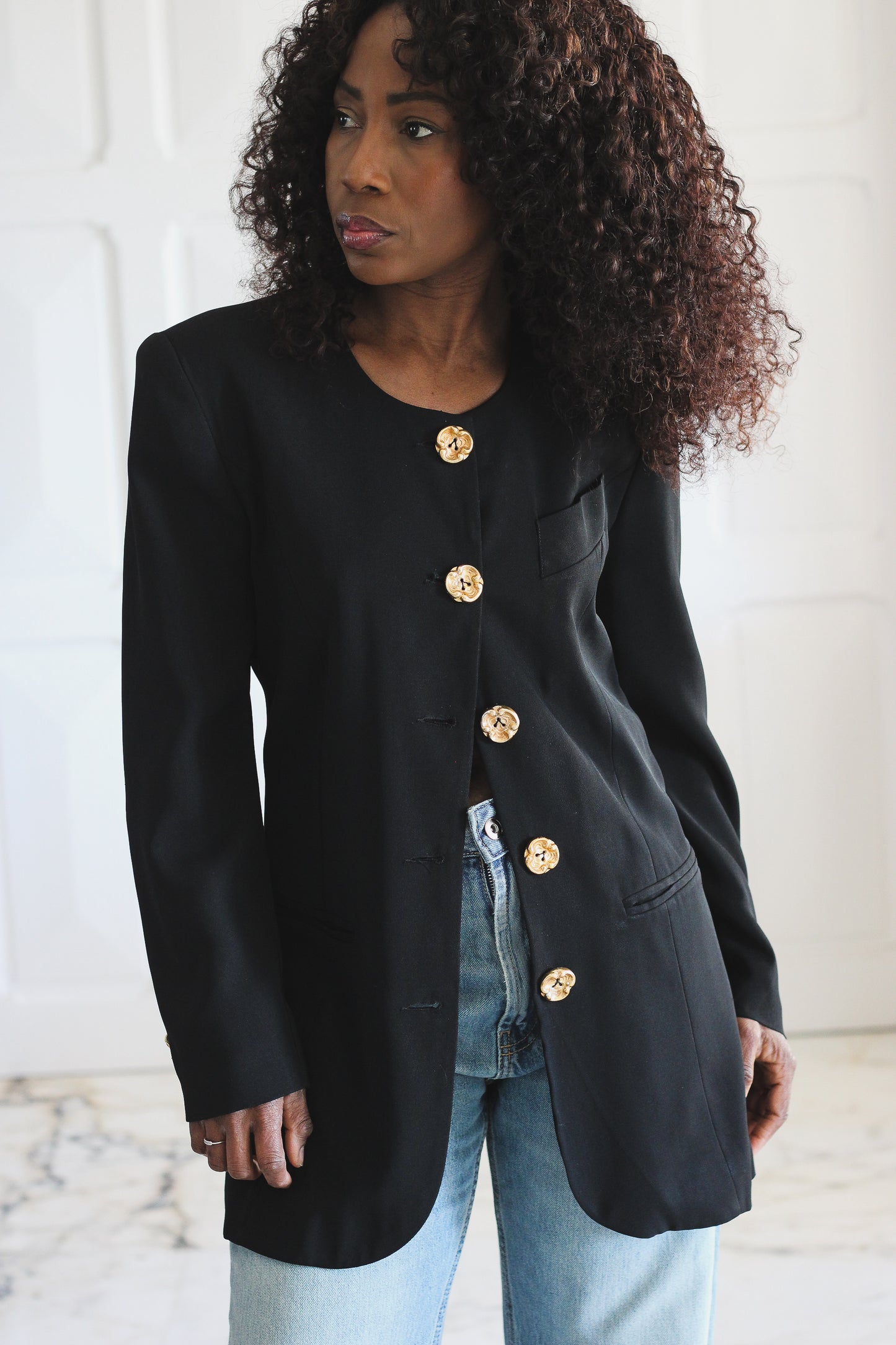 Sarah B veste vintage à boutons bijoux