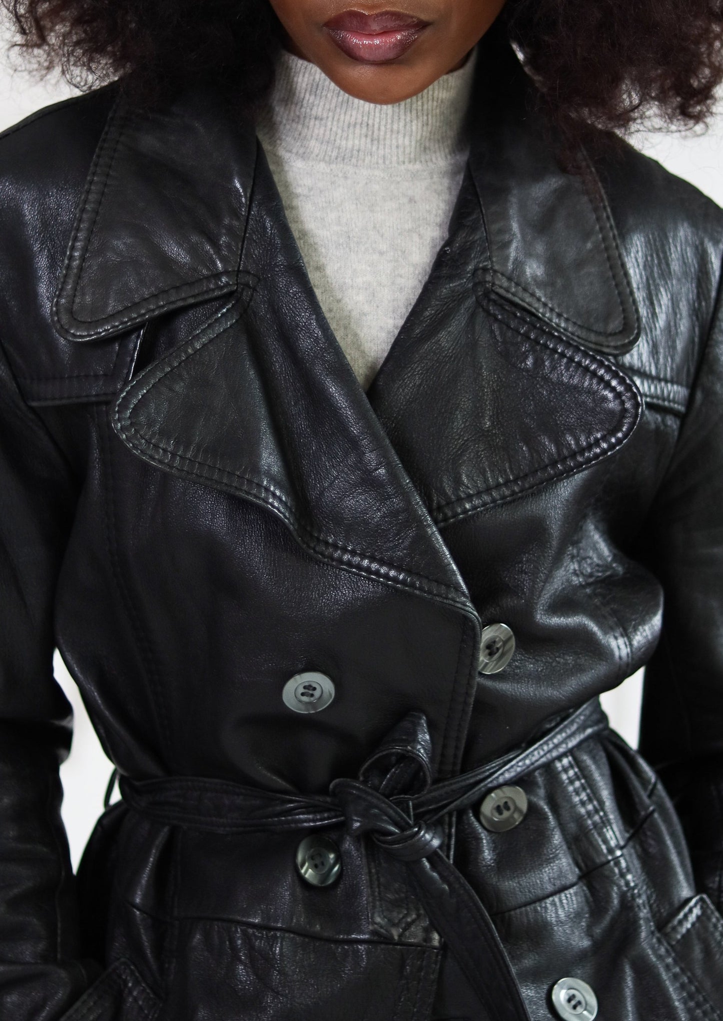 Manteau veste cuir vintage