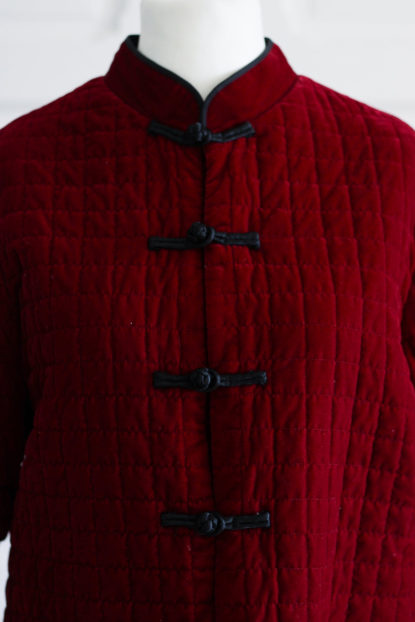 Veste matelassée velours rouge rubis