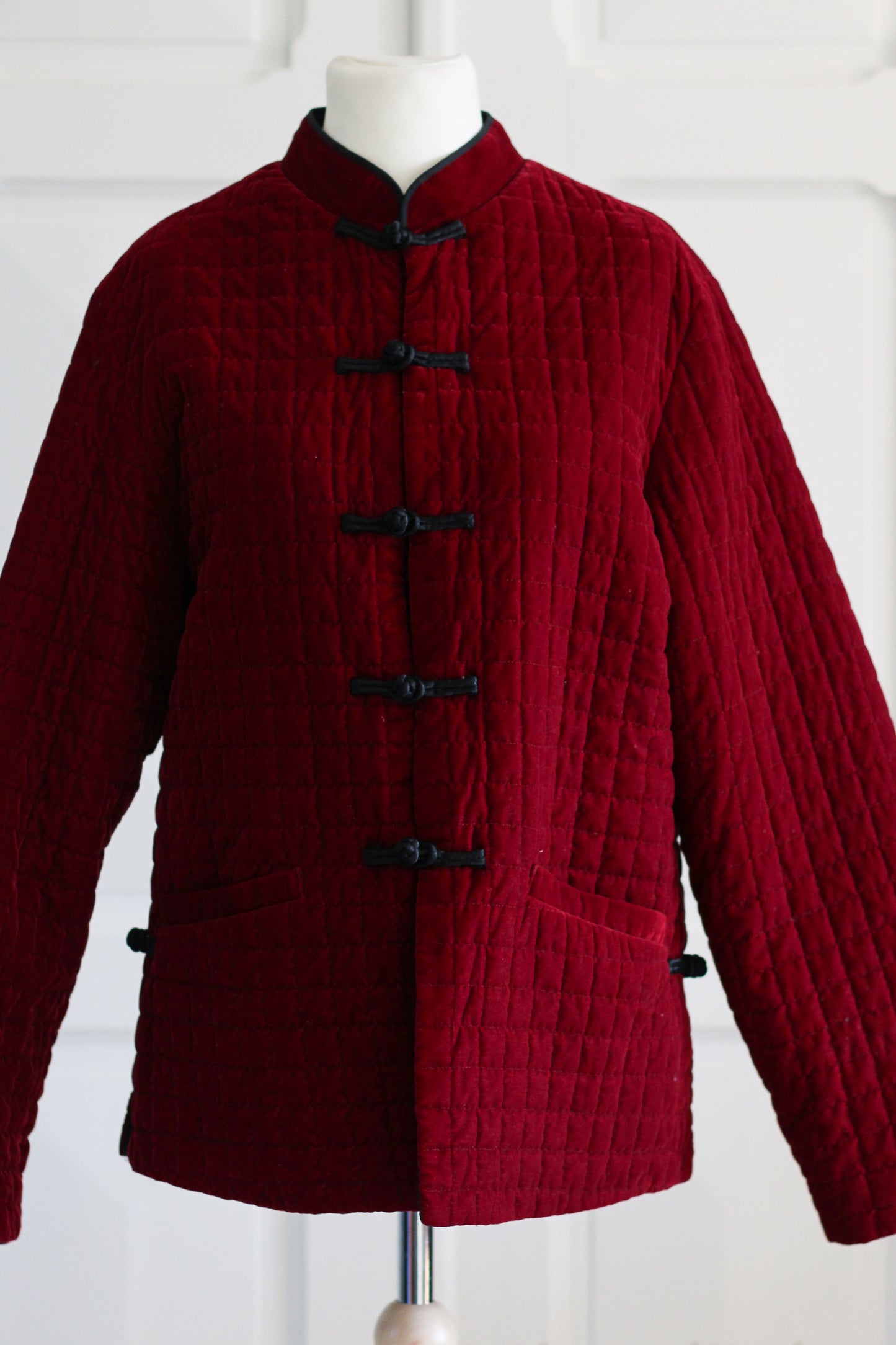 Veste matelassée velours rouge rubis