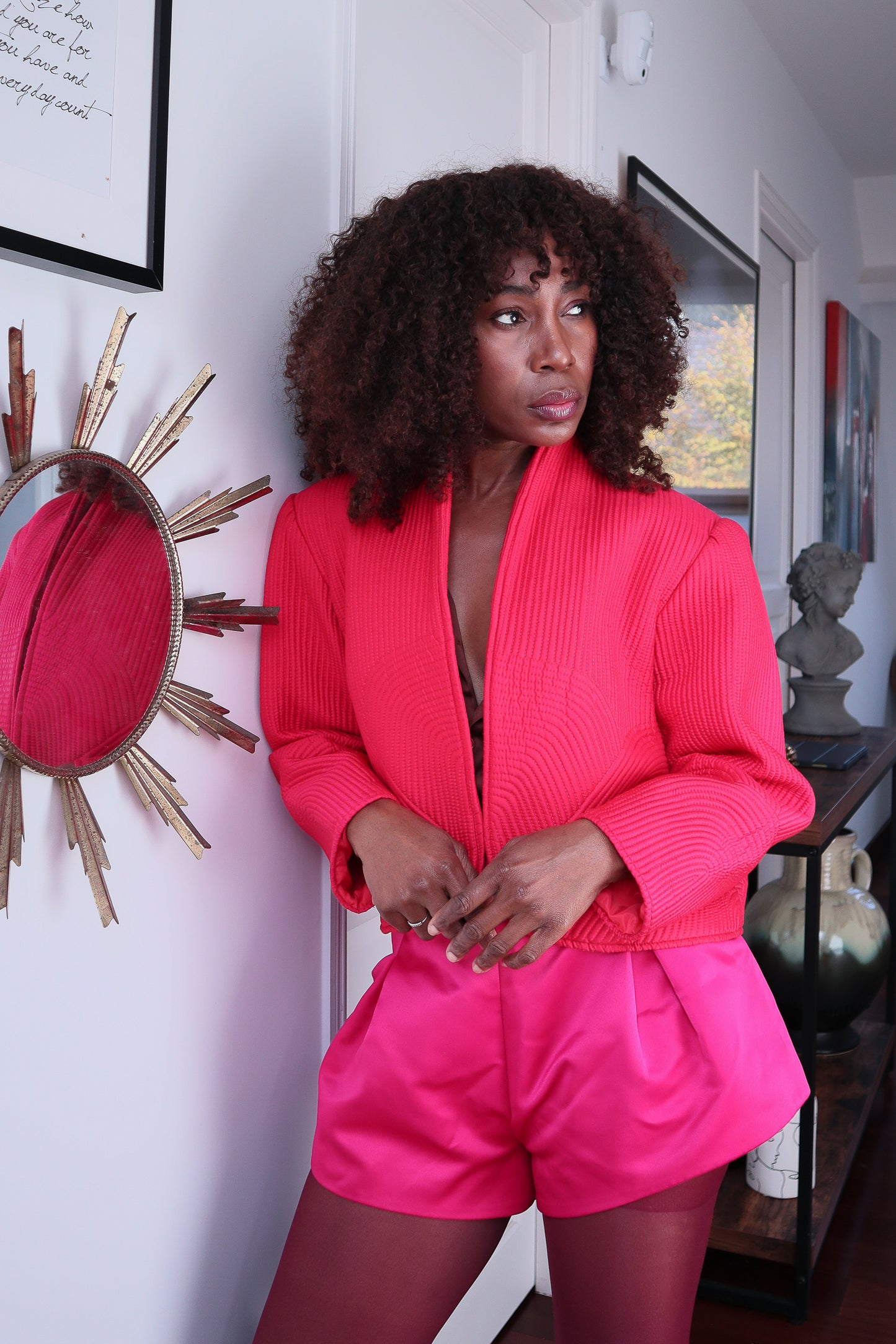 Fait main veste cocktail rose framboise