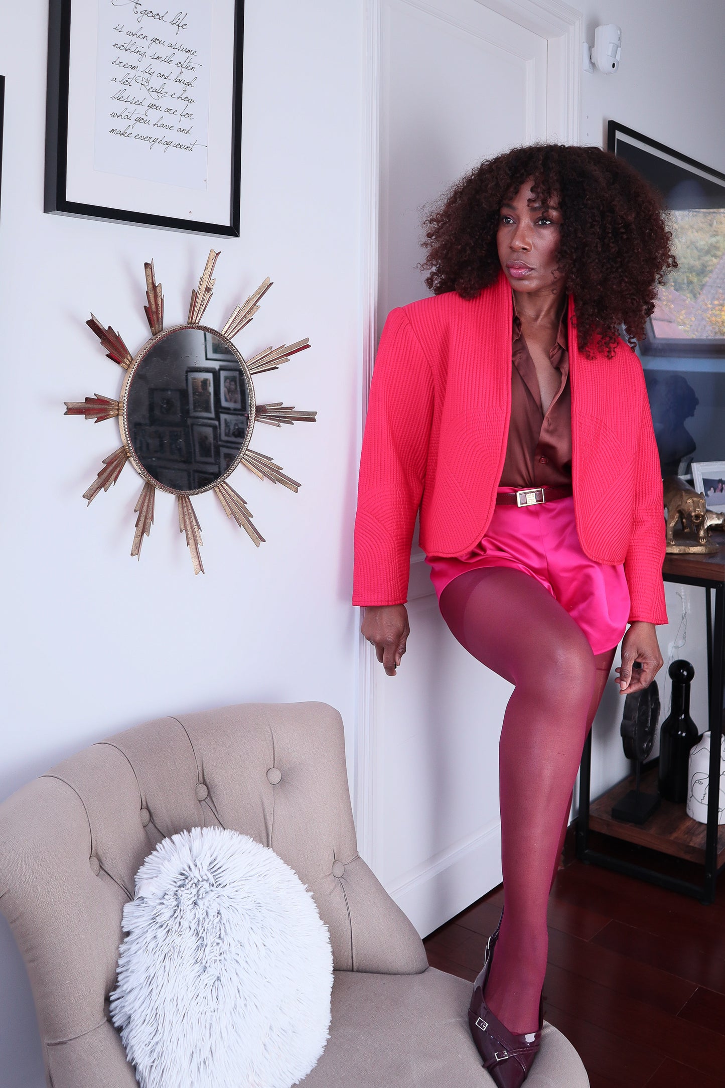 Fait main veste cocktail rose framboise