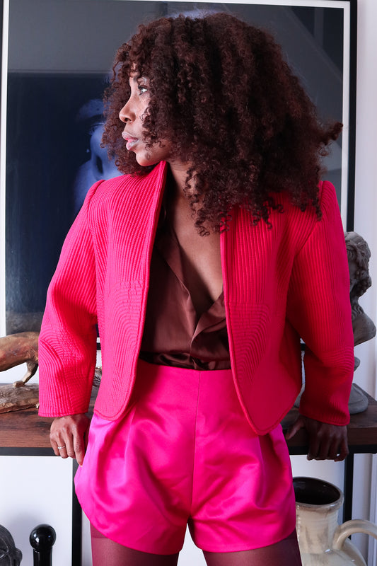 Fait main veste cocktail rose framboise