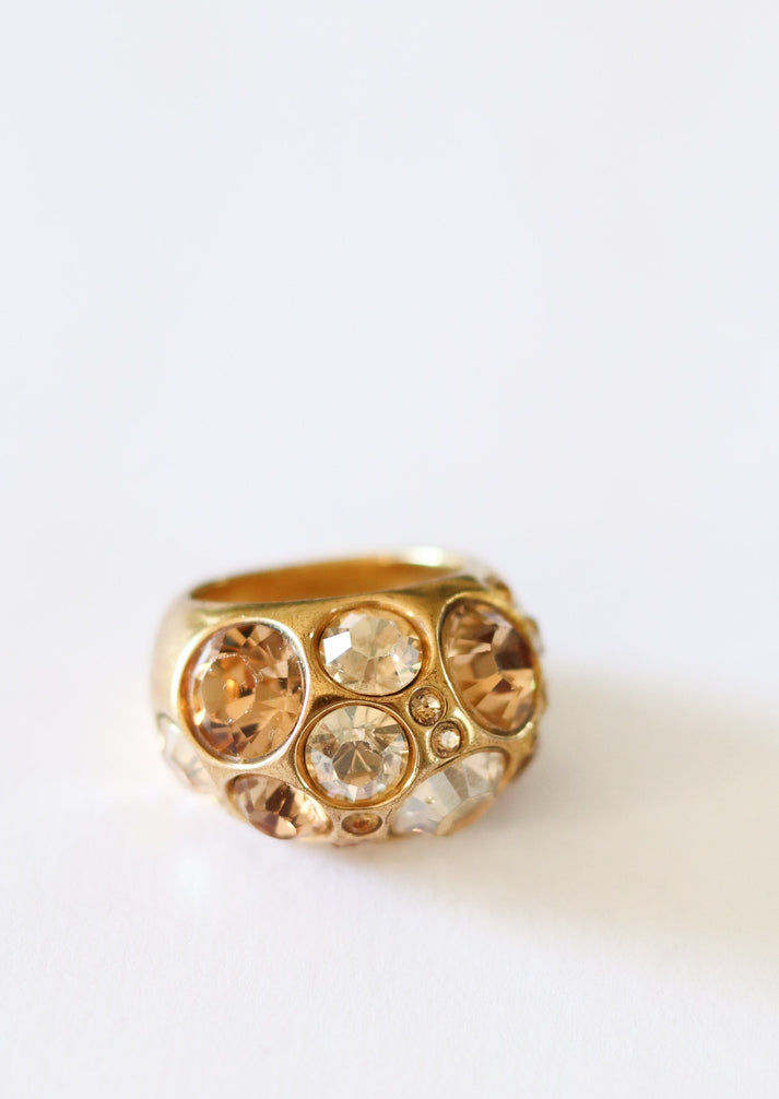 Bague POGGI PARIS Taille 56 En Verre Ambre - Imposante, Ajustable, Occasion Bon état