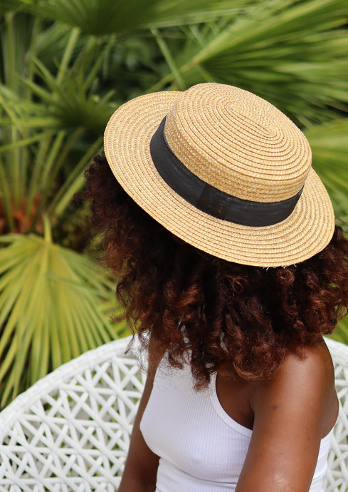 Canotier en paille naturelle