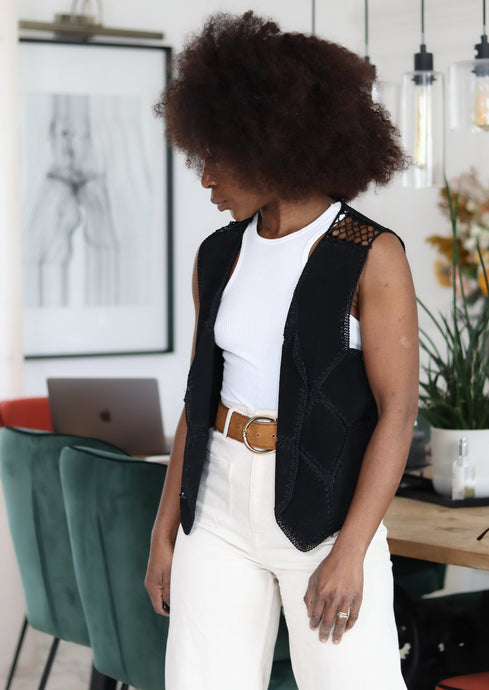 Gilet cuir daim