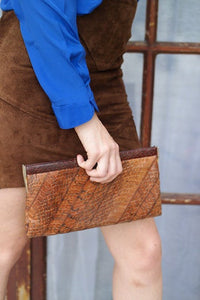 Pochette rétro en cuir reptile