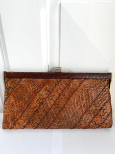 Pochette rétro en cuir reptile